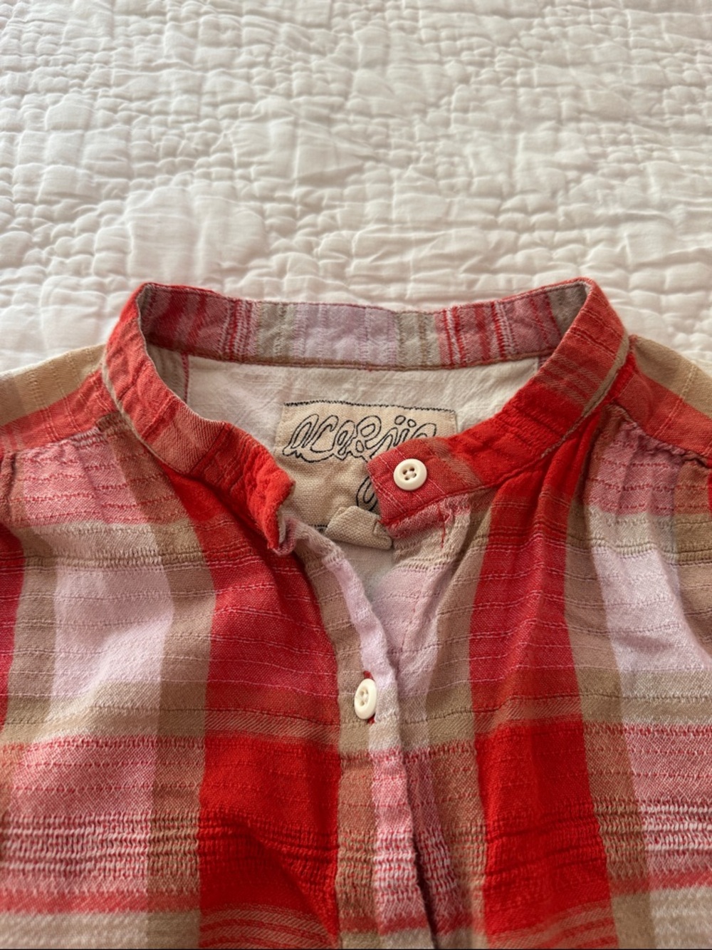Ace & Jig Red and Cream Plaid Button-Front Blouse - Picture 2 of 2